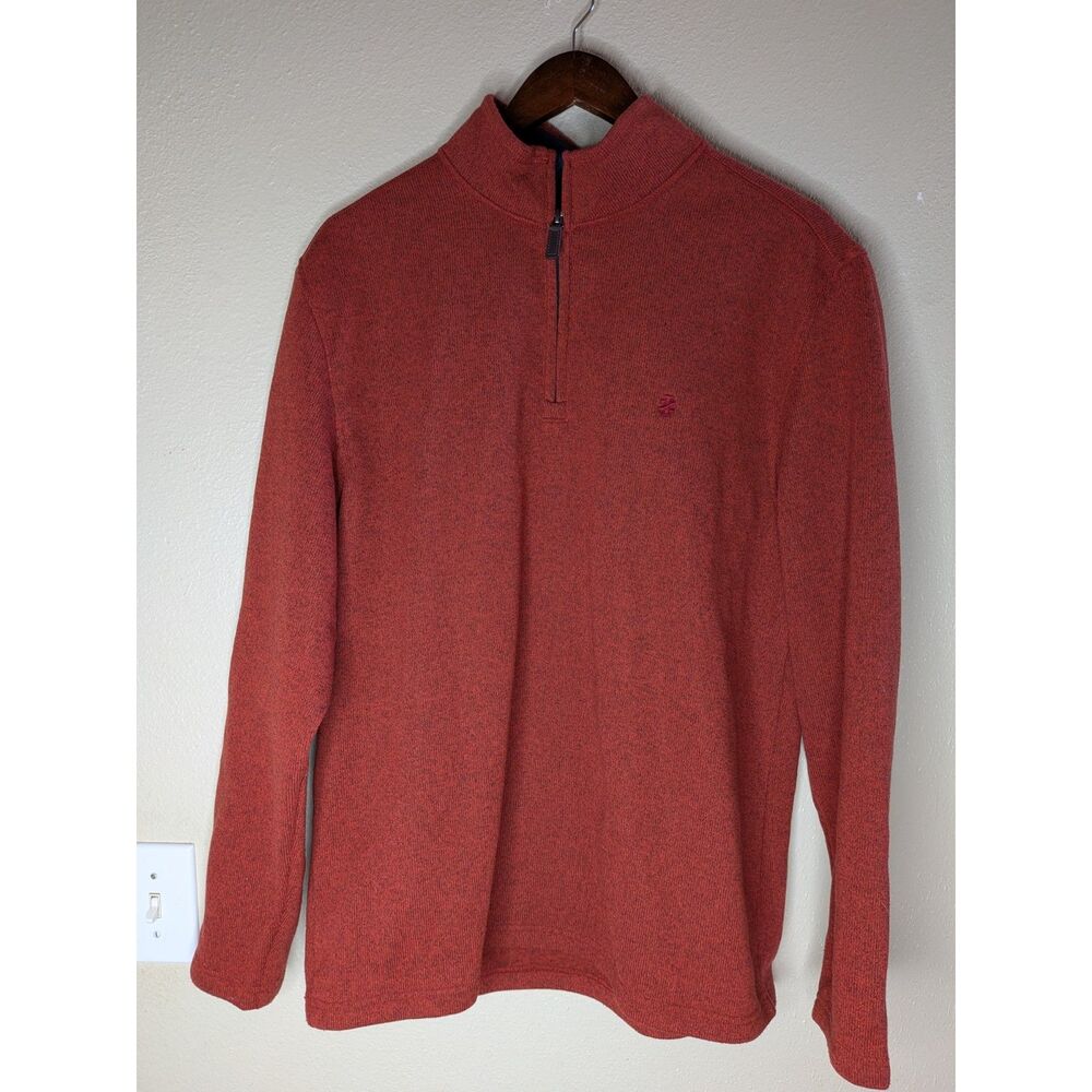 IZOD Men’s Large Quarter Zip Pullover Sweater Rust Orange Heathered Fleece
